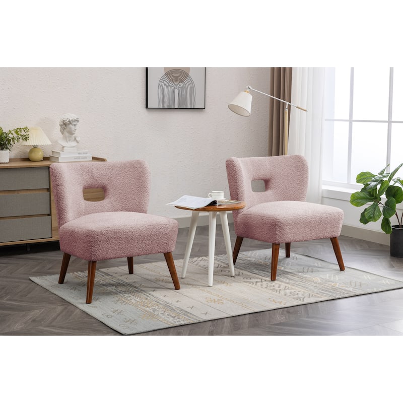 Porthos Home Hayle Sherpa Fabric Slipper Accent Chair with Rubberwood Legs