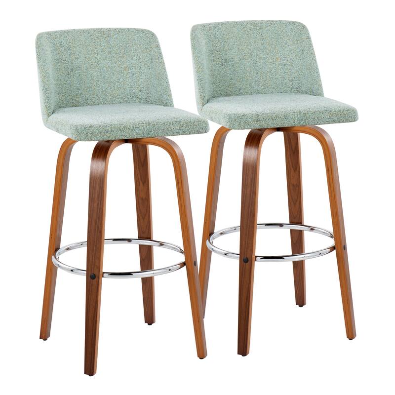Carson Carrington Vallberga 30" Fixed-Height Bar Stool with Walnut Wood Base (Set of 2)