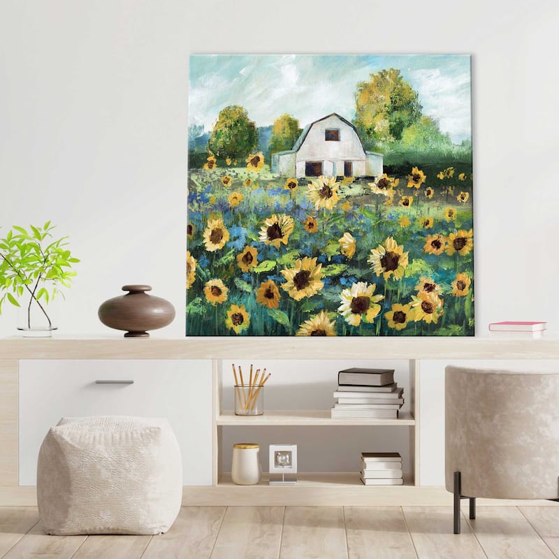 "Sunflower Barn" by Nan Print on Canvas
