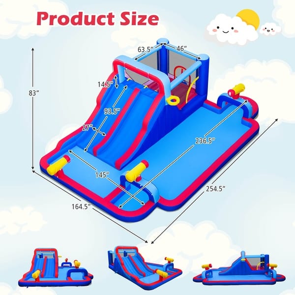 Costway Inflatable Water Slide Park Kids Bounce House Splash Pool with - See Details