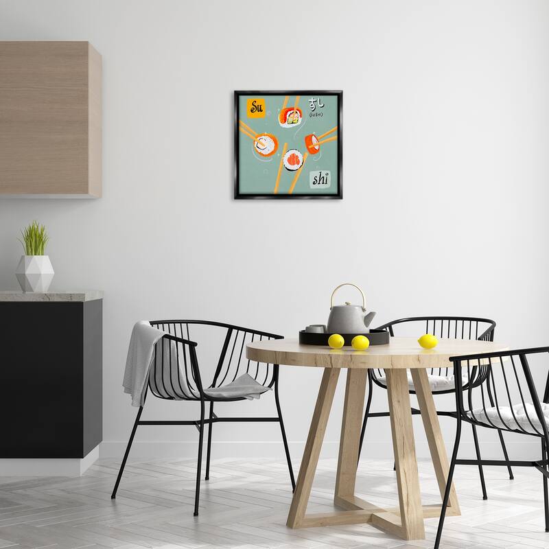 Stupell Tasty Sushi Party Gathering Framed Floater Canvas Wall Art Design By Juliet Rose Philips