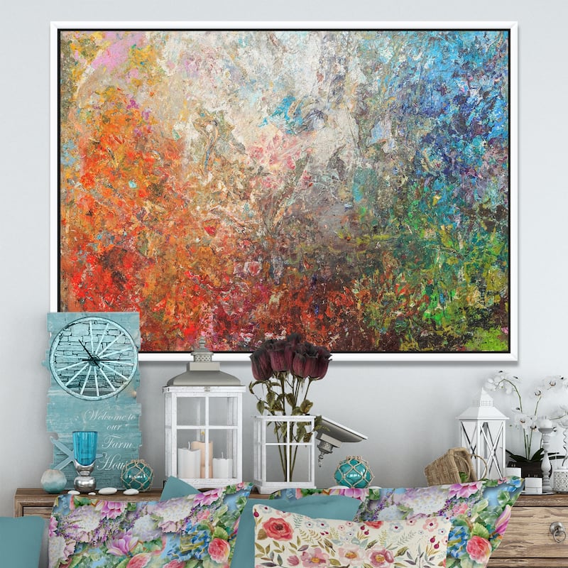 Designart "Board Stained Abstract Art" Abstract Framed Canvas Art Print