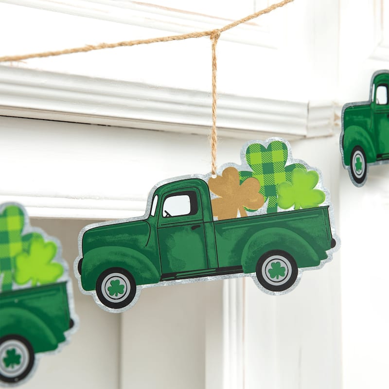 Glitzhome 72"L St. Patrick's Day Holiday Shamrocks Garland