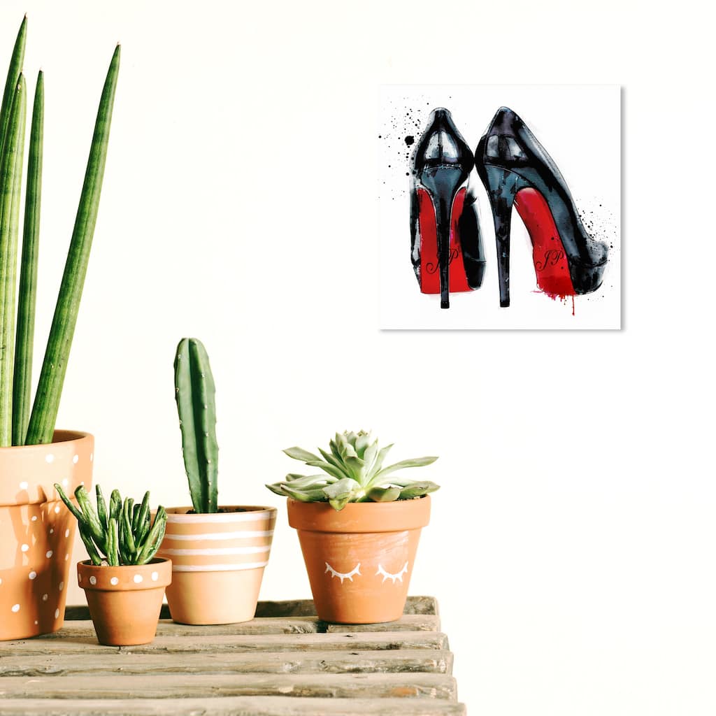 Wynwood Studio Canvas Fashion and Glam Red Pumps Black and Glam Wall Art Canvas Print