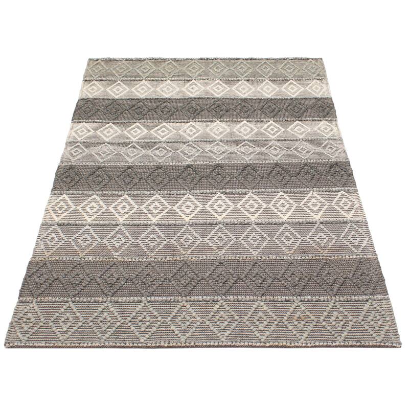 ECARPETGALLERY Braid weave Sienna Grey Wool Rug - 5'2 x 8'0