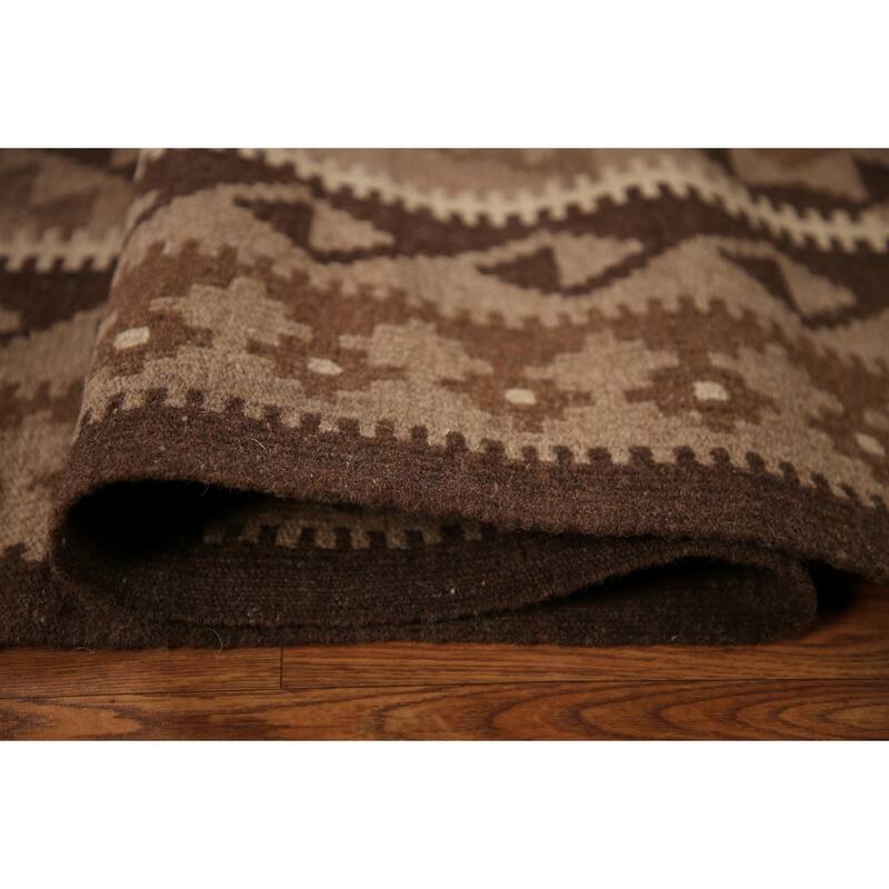 Geometric Kilim Oriental Area Rug Hand-woven Living Room Wool Carpet - 6'10" x 9'10"