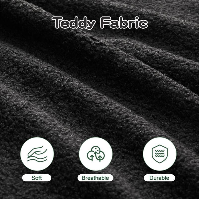 118" Teddy Fabric Boneless Couch, Upholstered 4-Seat Sofa with Curved Armrests, Modular Deep Seat Sofa, No Assembly Required