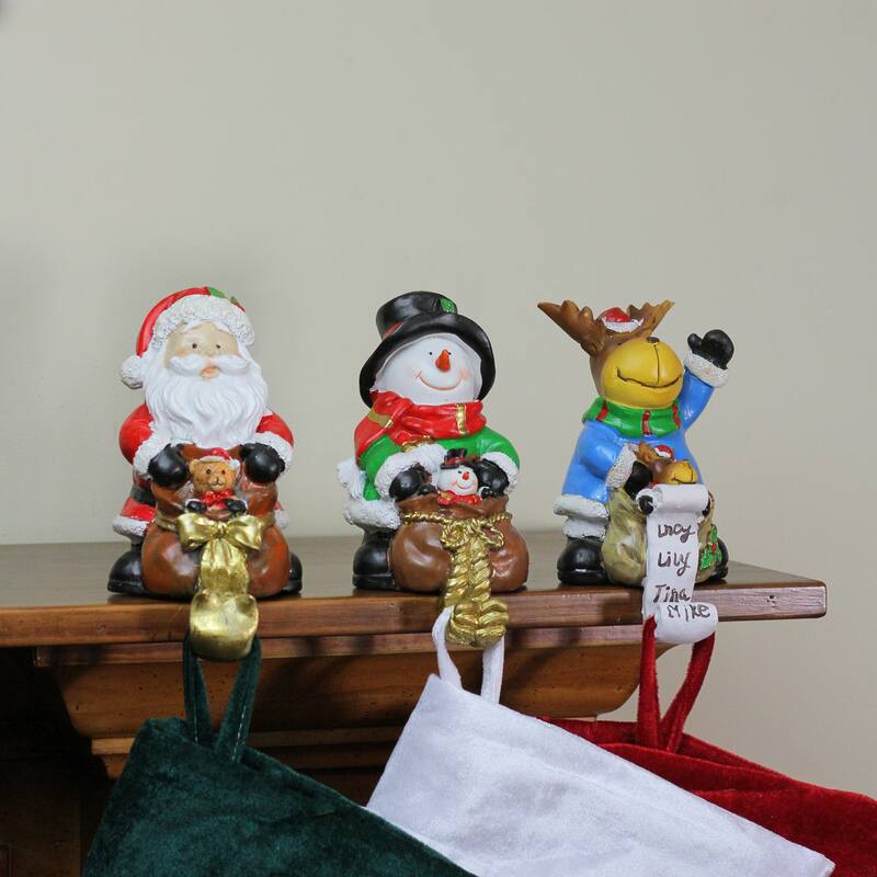 Santa, Snowman and Reindeer Christmas Stocking Holders - 5.25" - Set of 3