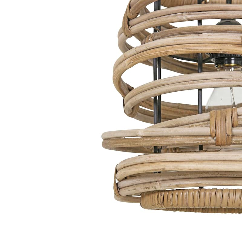 Natural Rattan Asymmetrical Hoop Pendant Light by East at Main