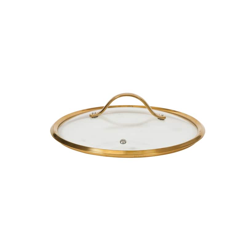 Bloomhouse Pots and Pans Heavy Duty Aluminum Premium PFA Free Ceramic Nonstick - Cappucino Cream with Gold Handle