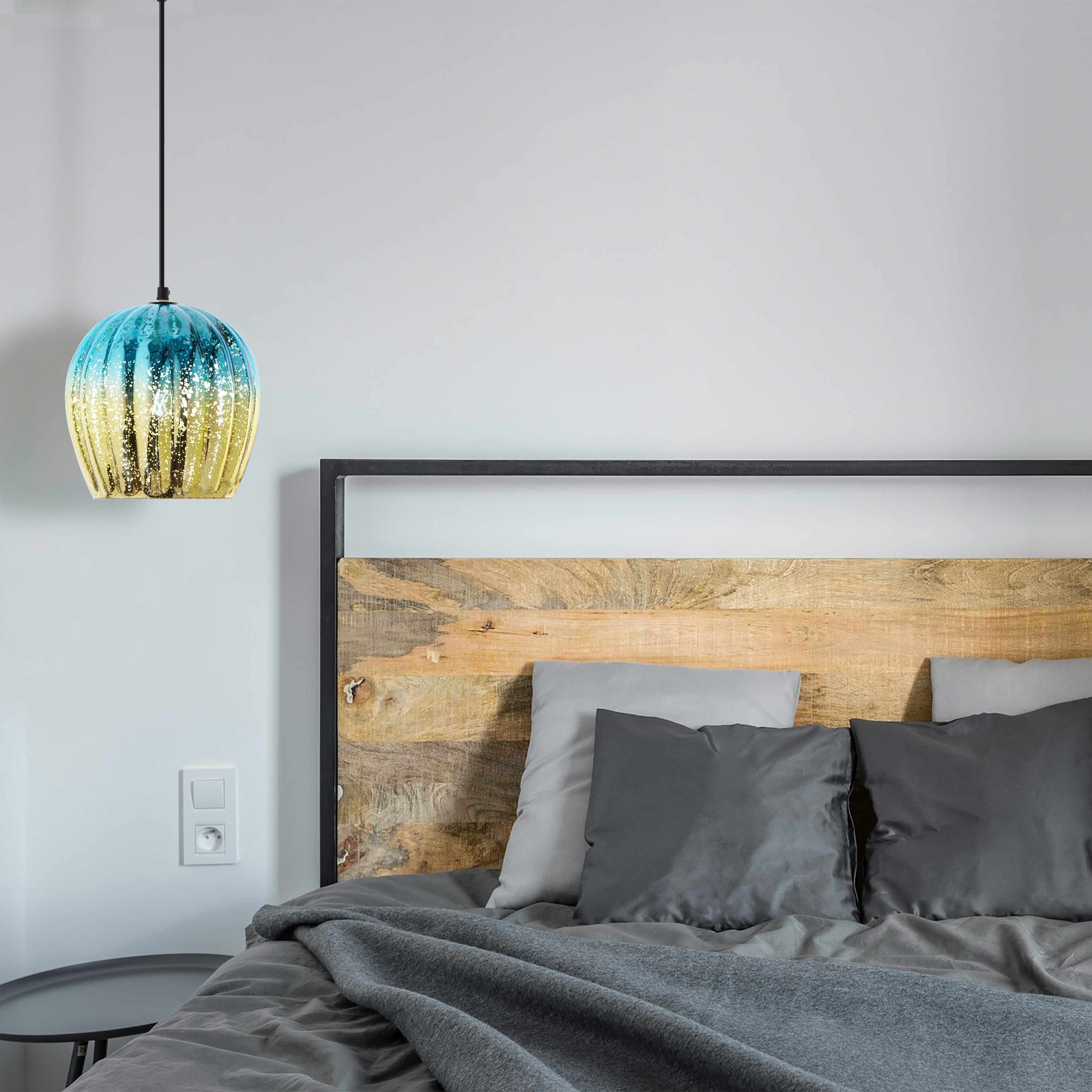 Diania River of Goods Teal and Gold Ombre Mercury Glass and Metal Globe Shade Pendant Light 9 x 9 x 13 72 On Sale Bed Bath Beyond 38321596