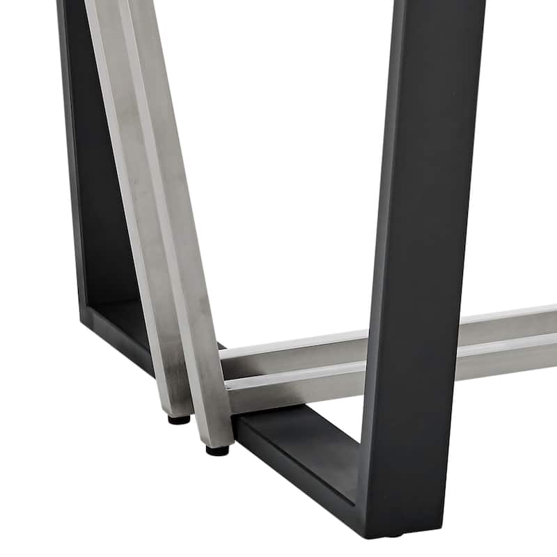 Kai 72 Inch Glass and Black Steel Rectangular Dining Table