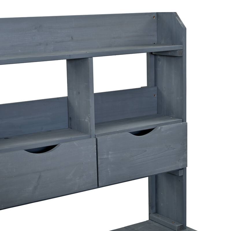 45" Farmhouse Patio Potting Bench Garden Workstation with 6 Drawers & Cabinet