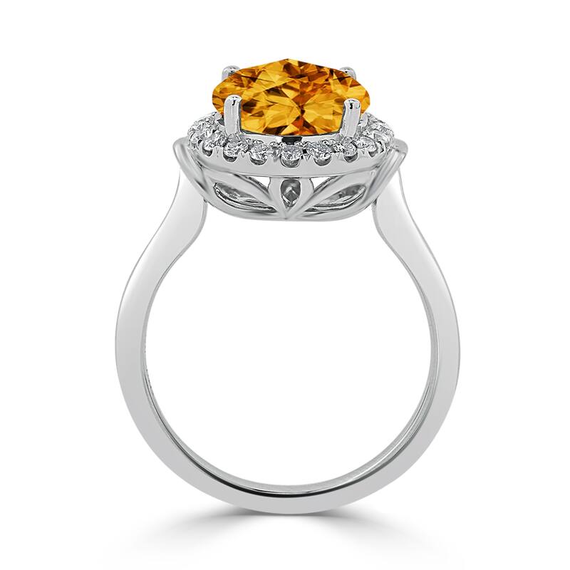 Auriya 3 5/8ct Round Citrine and Halo Diamond Engagement Ring 1/4ctw 14k Gold