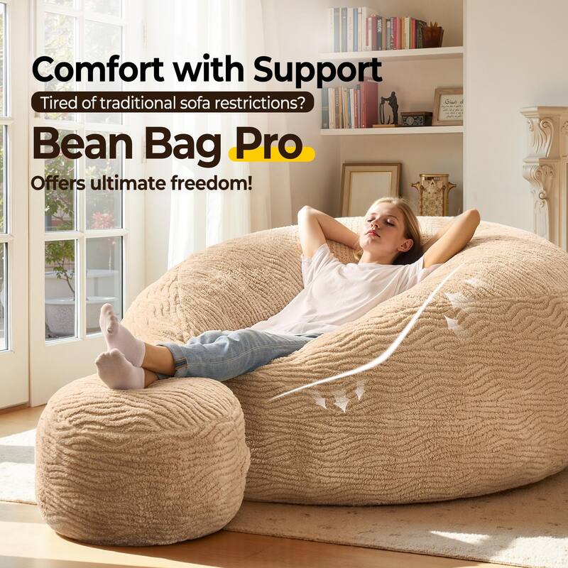 OVIOS Plush Wrapped Lounger Sofa With Ottoman