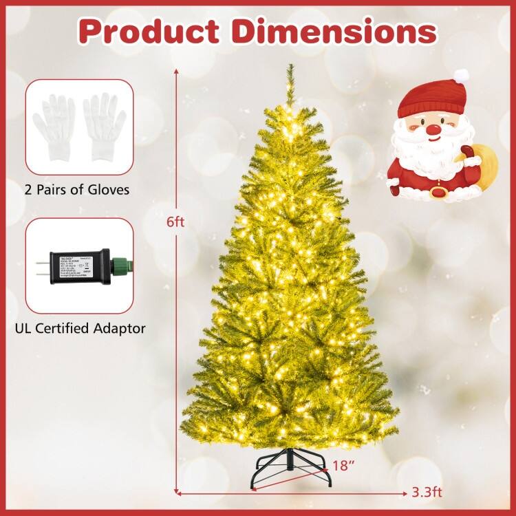 Pre-Lit Artificial Christmas Tree with Remote Control and LED Lights