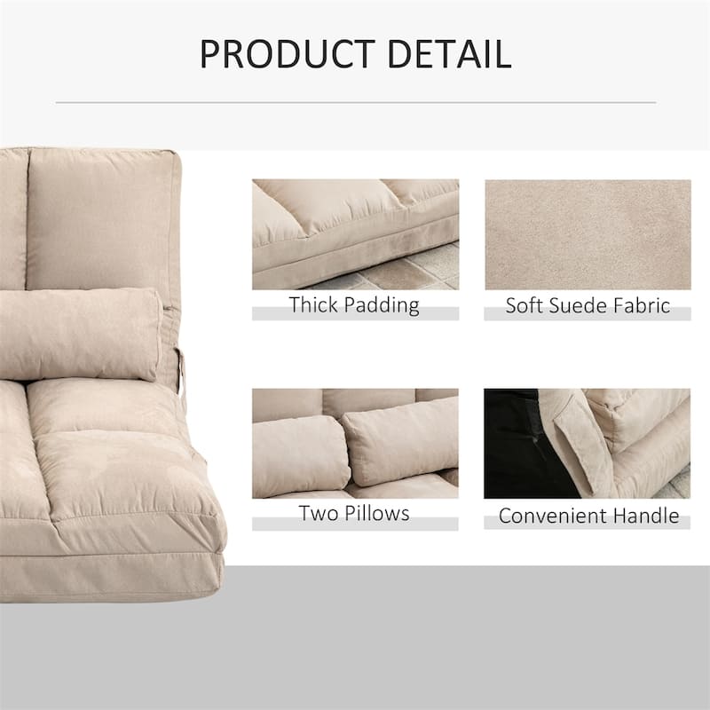 Folding Floor Sofa Chair with Pillow, Adjustable Backrest and Headrest