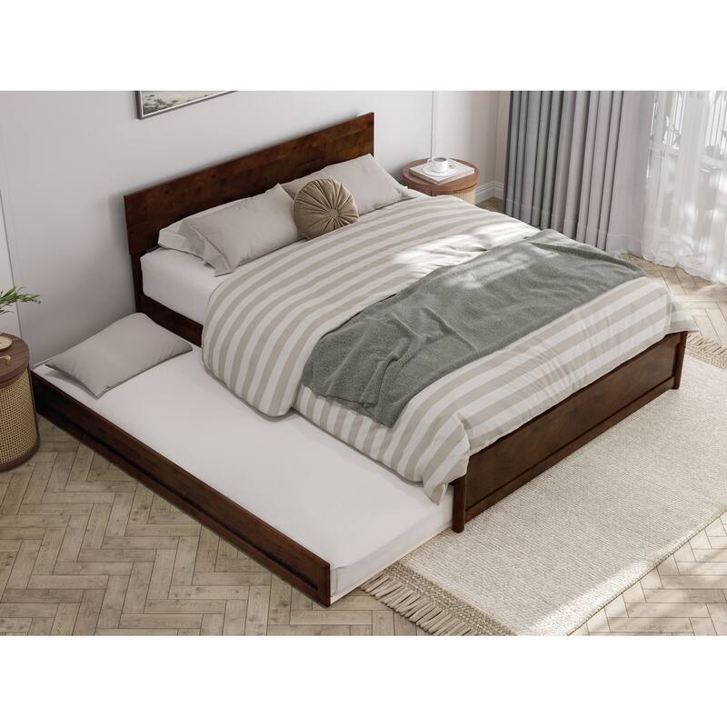 Wesley Platform Bed with Panel Footboard and Twin XL Trundle