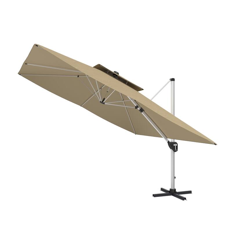 11FT Patio Umbrella Outdoor Square Double Top Umbrella with Base