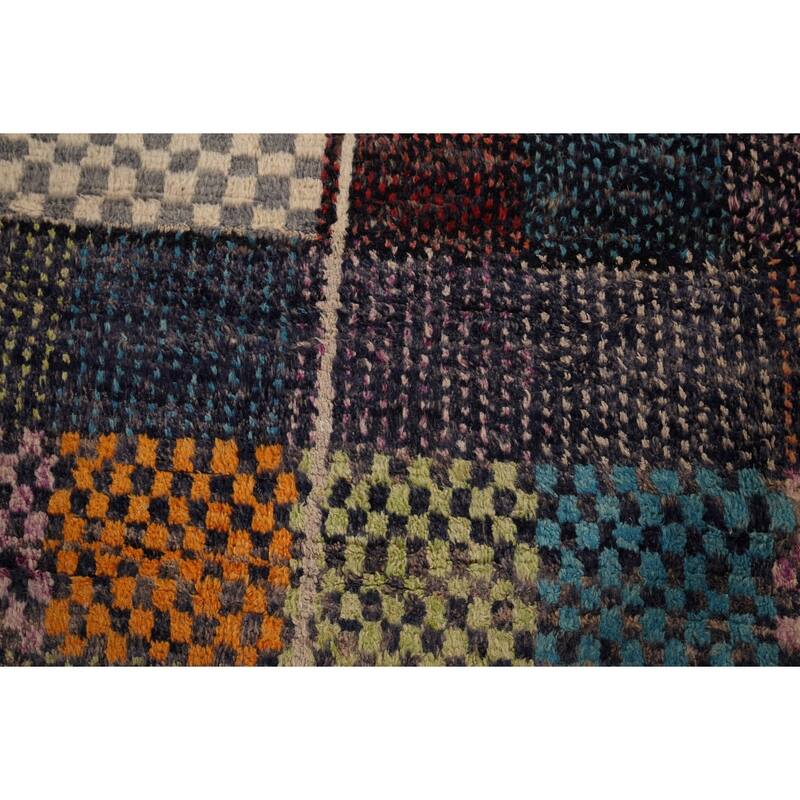 Plush Moroccan Oriental Rug Hand-Knotted Wool Carpet - 7'11" x 10'10"