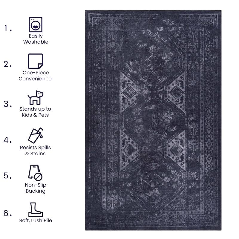 Area Rugs 2'6"x10"',Modern Rug for Bedroom,Contemporary Machine Washable Rug,Large Stain Resistant Carpet for Dining Room