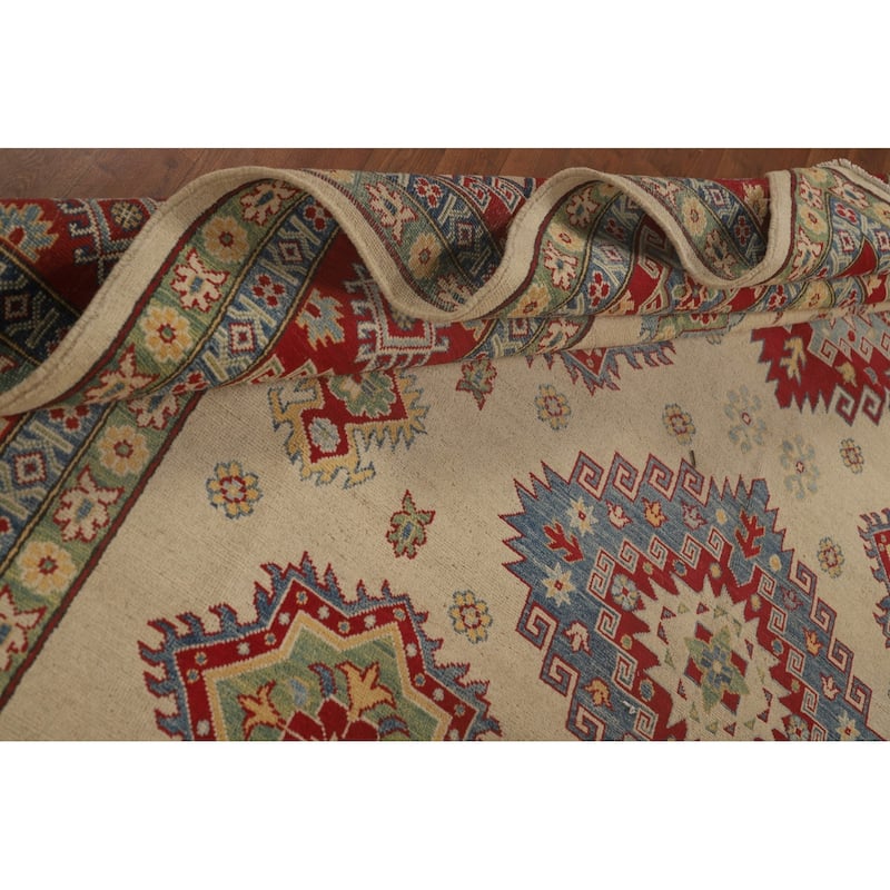 Geometric Kazak Area Rug Hand-Knotted Wool Carpet - 8'5"x 11'11"