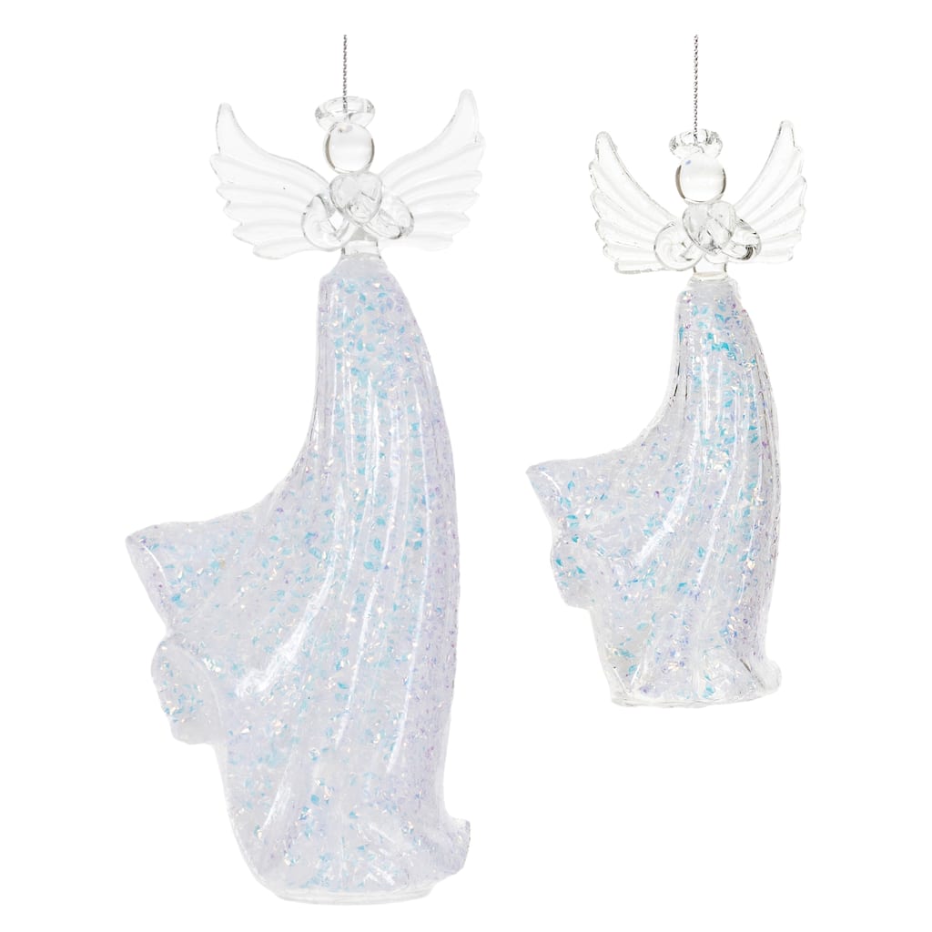 Iridescent Glass Angel Ornament (Set of 12) - N/A