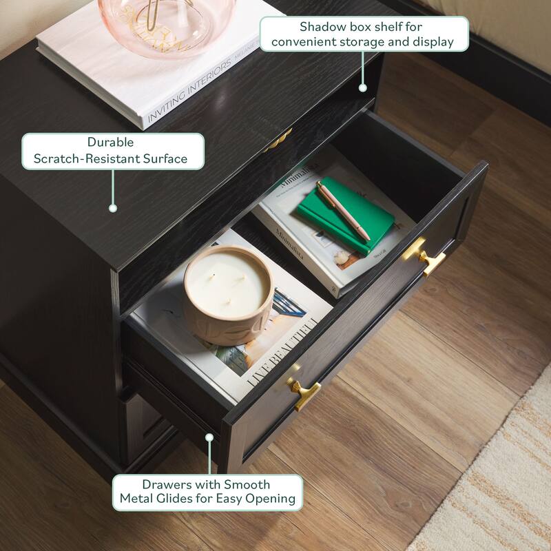 Walker Edison Modern Farmhouse Nightstand with Open Shelf