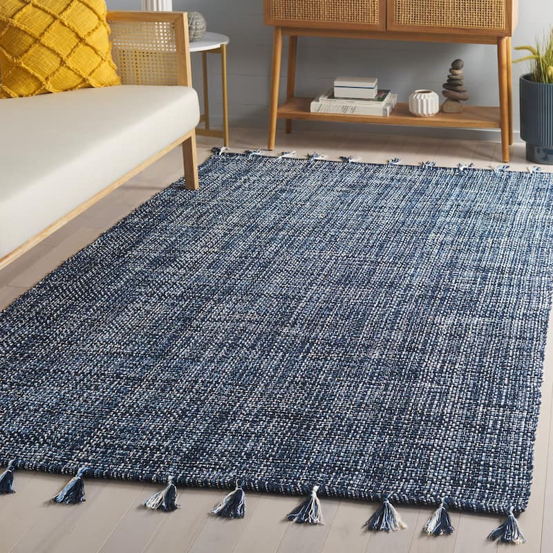 SAFAVIEH Hand-Woven Montauk Neacsa Casual Cotton Rug - 6' x 9' - Navy