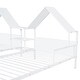 preview thumbnail 12 of 22, Metal Double Twin Size Platform Beds with House-shaped Headboard and a Built-in Nightstand, Two Shared Bed with Storage Shelves