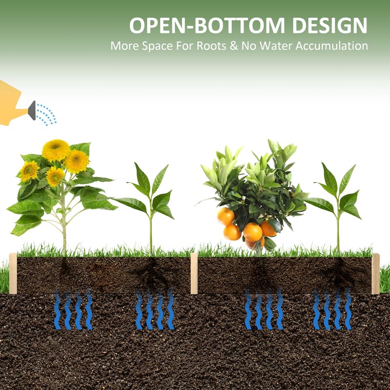 Countryside Style Garden Bed with 2 Boxes Self Draining Bottom and Liner, for Vegetable Flower Herb Outdoo - 8' x 10'