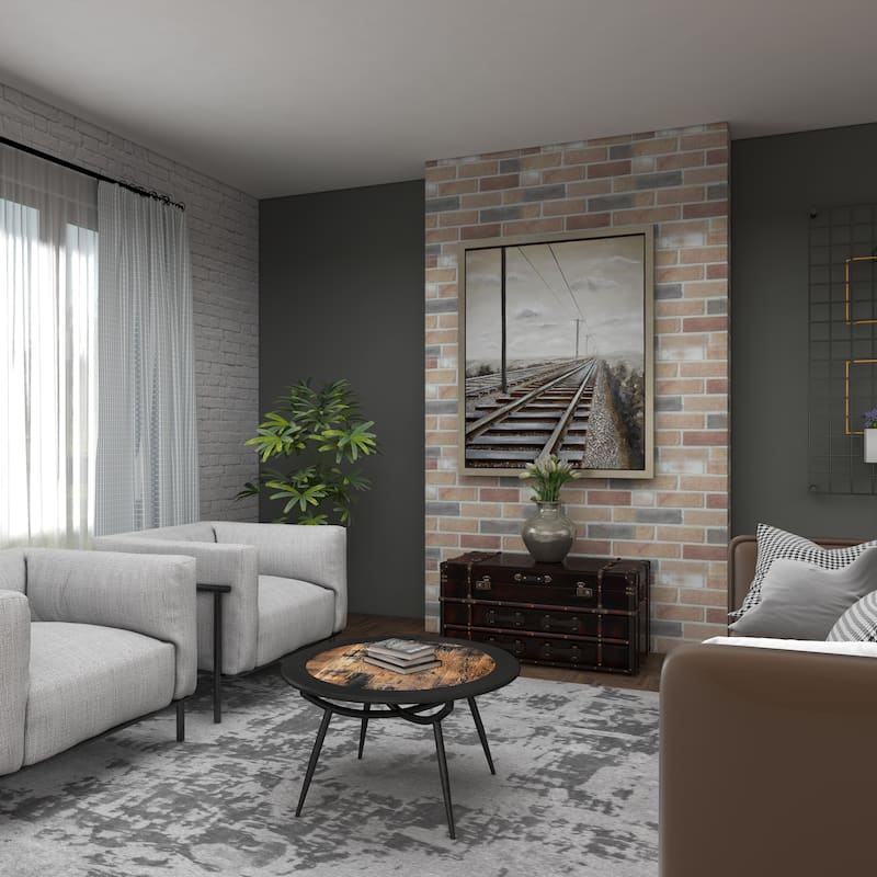 Brown Faux Leather Vintage Faux Leather 2 Drawer Living Room Coffee Table with Buckle Hinged Top