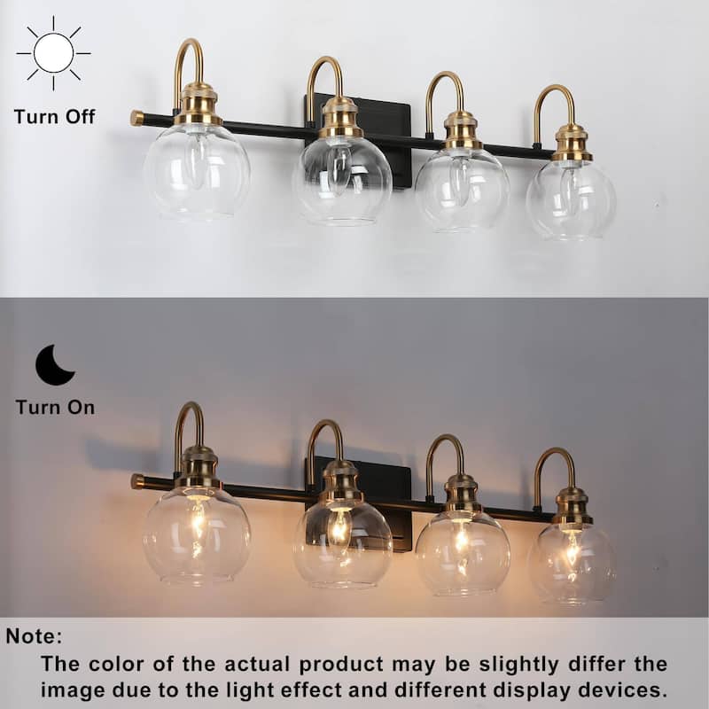 Modern Black Gold 2/3/4 Lights Bathroom Vanity Lights Globe Wall Sconce Lighting