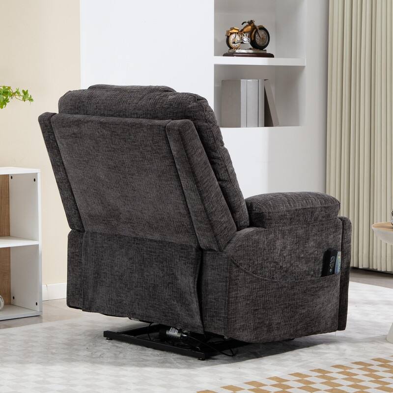 Luxuriant Overstuffed Power Lift Recliner with Dual Motors,Wireless Charging,Lumber Pillow,USB/Type C Charging