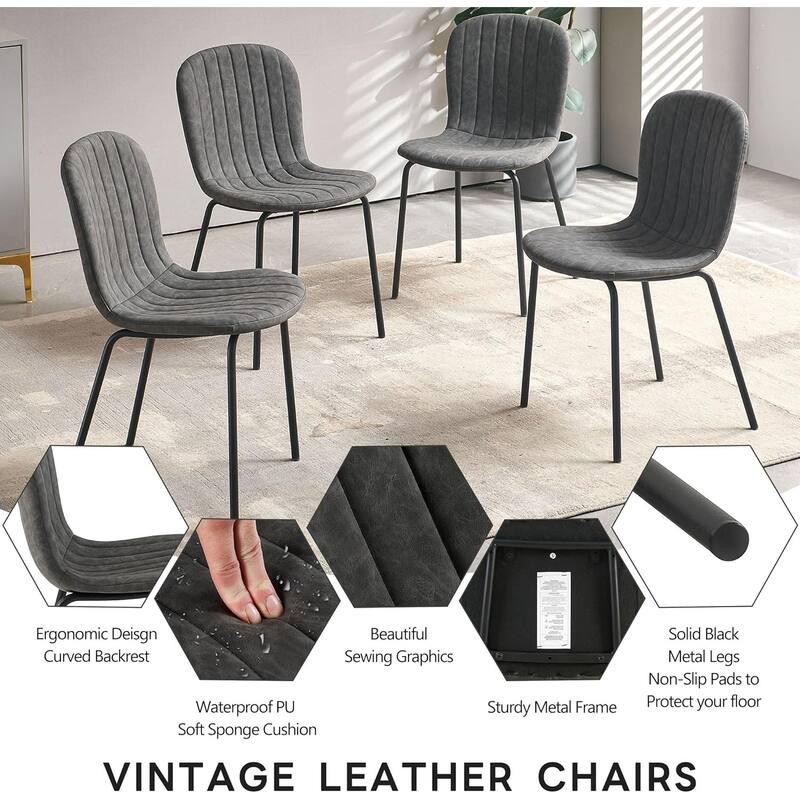 Howtai Upholstered Dining Chairs,Vintage PU Leather Accent Side Chairs
