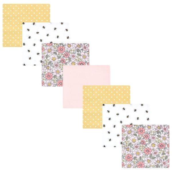 slide 1 of 1, Hudson Baby Infant Girl Cotton Poly Flannel Receiving Blankets Bundle, Pink Yellow Pretty Floral, One Size One Size - Pink Yellow Pretty Floral