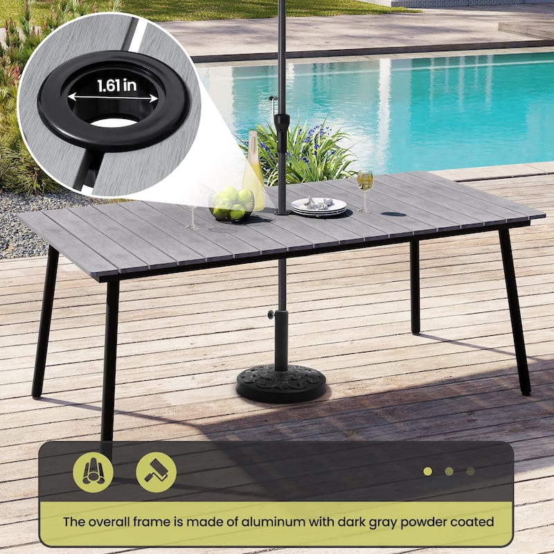 Crestlive Products Outdoor Patio Aluminum Dining Table with Umbrella Hole