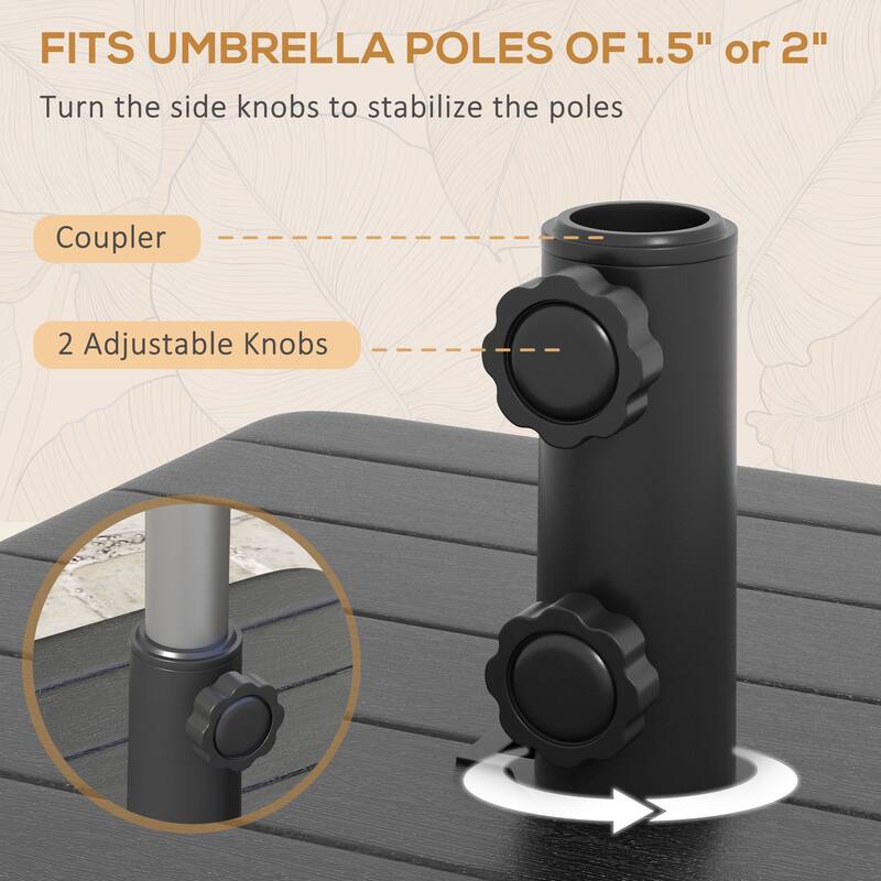 Outsunny 3-in-1 Outdoor Umbrella Base, Coffee End Table, Flower Box Planter with Drain Hole
