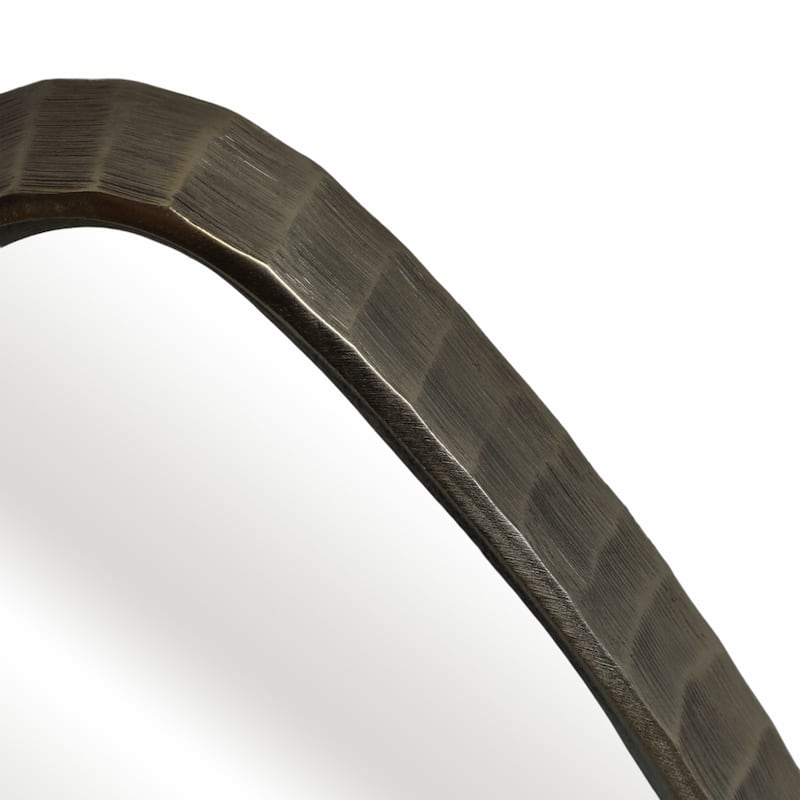 Metal Asymmetrical Mirror with Glass Wood Sculptural Modern Design