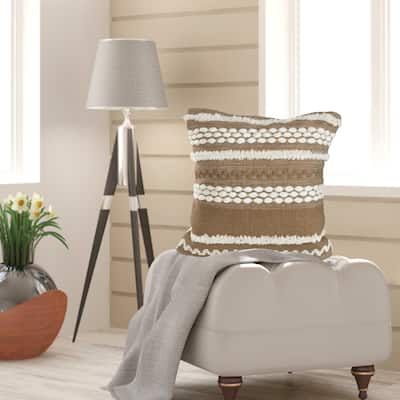 Sevita Neutral Textured Embroidered Indoor Outdoor Throw Pillow