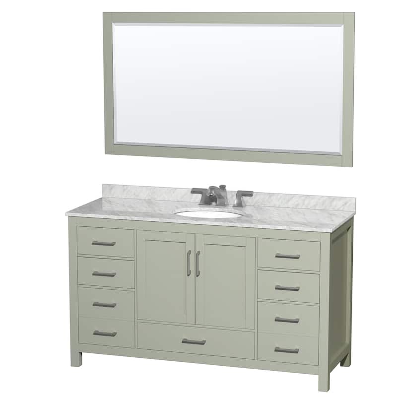 Wyndham Collection WCS141460SUNOM58 Sheffield 60" Free Standing Single - Light Green / Brushed Nickel Hardware - Painted