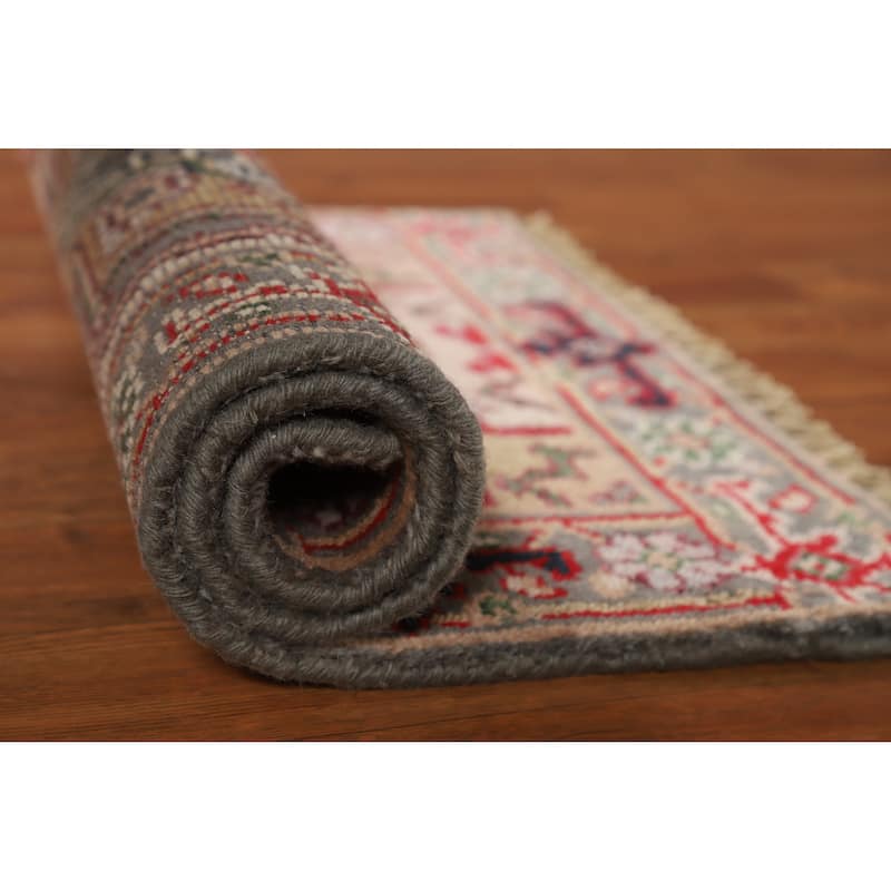 Hand Knotted Oriental 100% Wool Carpet Traditional Medallion Greys & Charcoal Heriz (serapi) Area Rug - 3' 0'' X 2' 0''