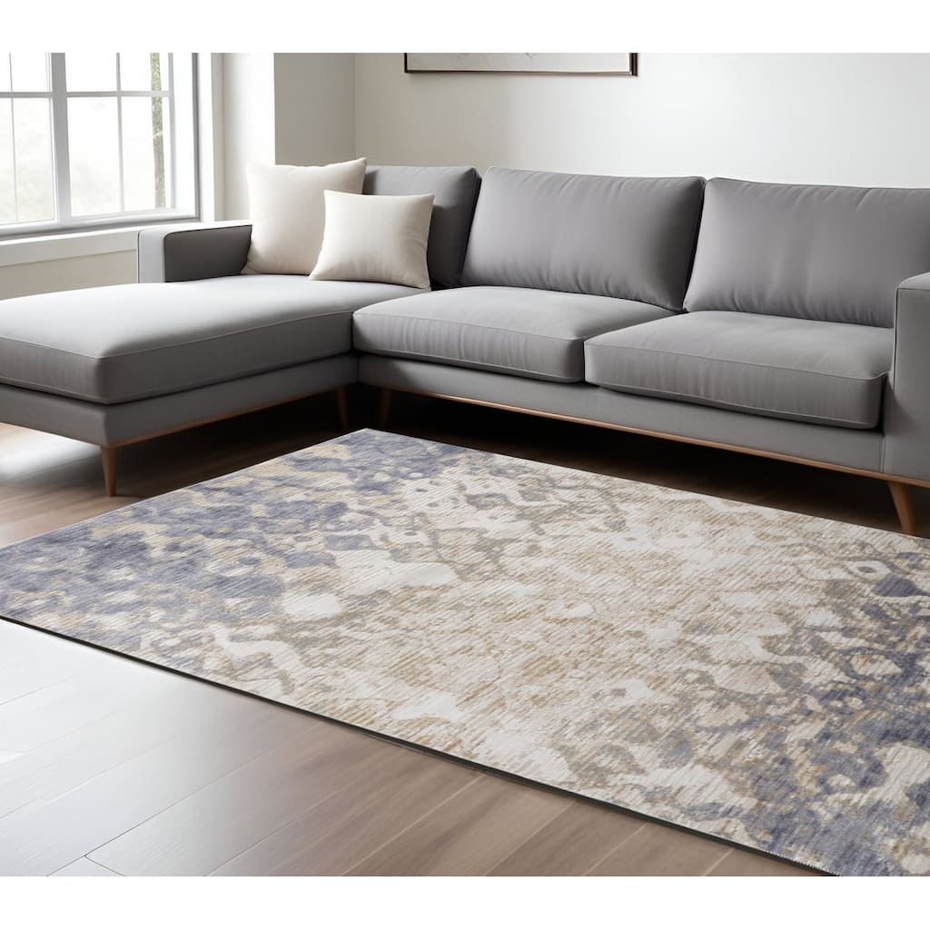 Wuwug Power Loomed Distressed Abstract Modern Non Skid Area Rug By HomeRoots - 8' x 10'