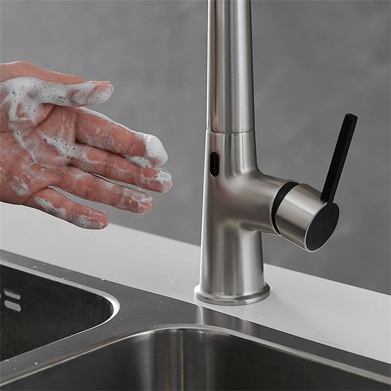 Touchless Kitchen Sink Faucets with Pull Down Sprayer Kitchen Faucet with High Arc Single Handle Motion Sensor Device