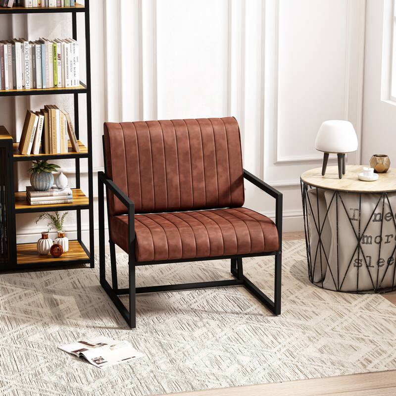 PU Leather Feature Armchair Accent Chair with Metal Frame