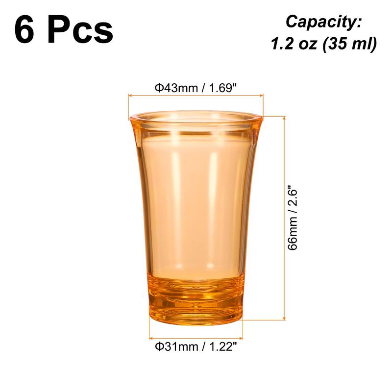 6pcs Shot Glasses 1.2oz Polystyrene for Cocktail - Orange