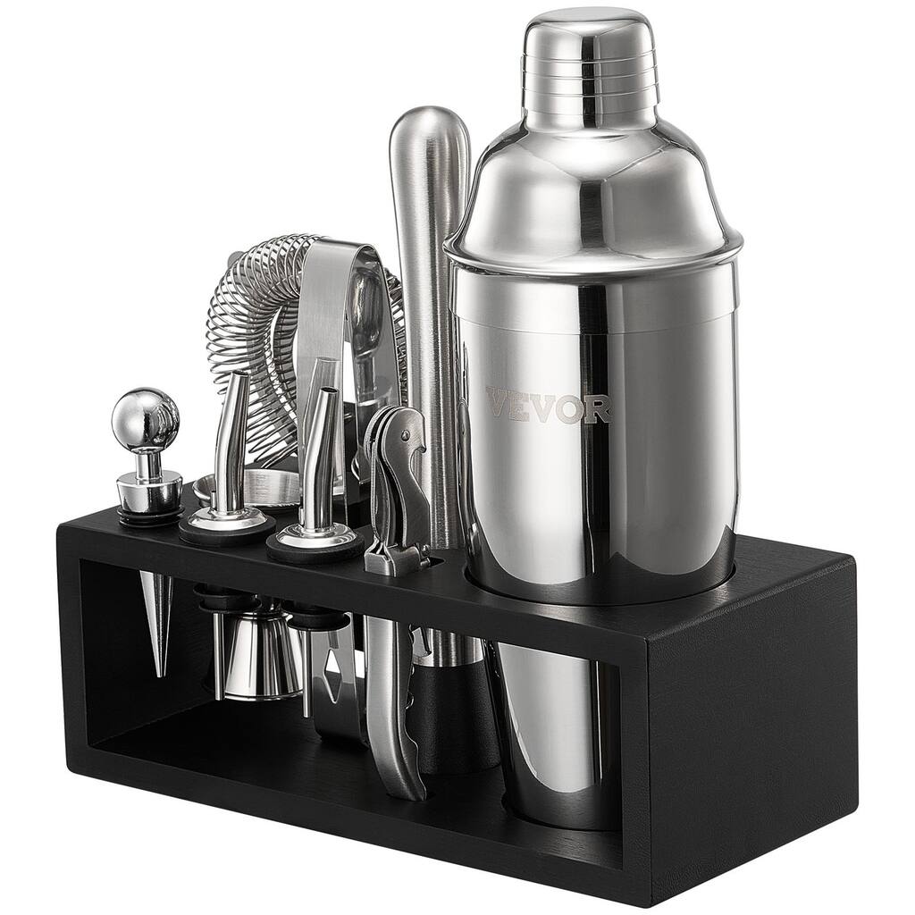 13 Pcs Bar Tool Set Stainless Steel Cocktail Shaker Kit with Storage Stand - 8.86 x 4.13 x 9.84 in