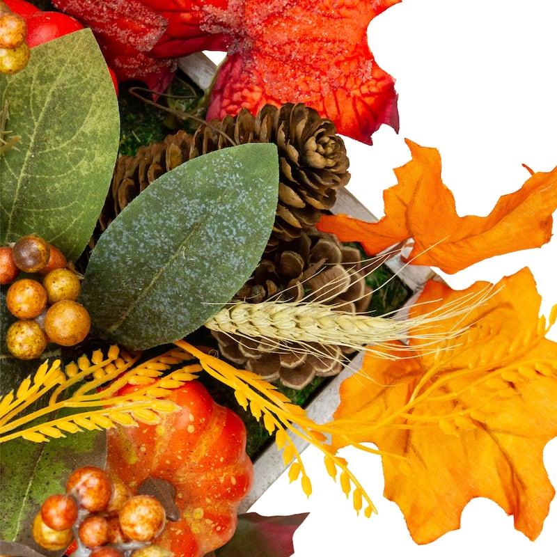 21" Autumn Arrangement a "Thankful" Rustic Wood Box Centerpiece