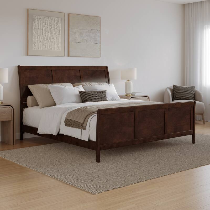 AFI, Portland Solid Wood Low Profile Platform Bed with Matching Footboard