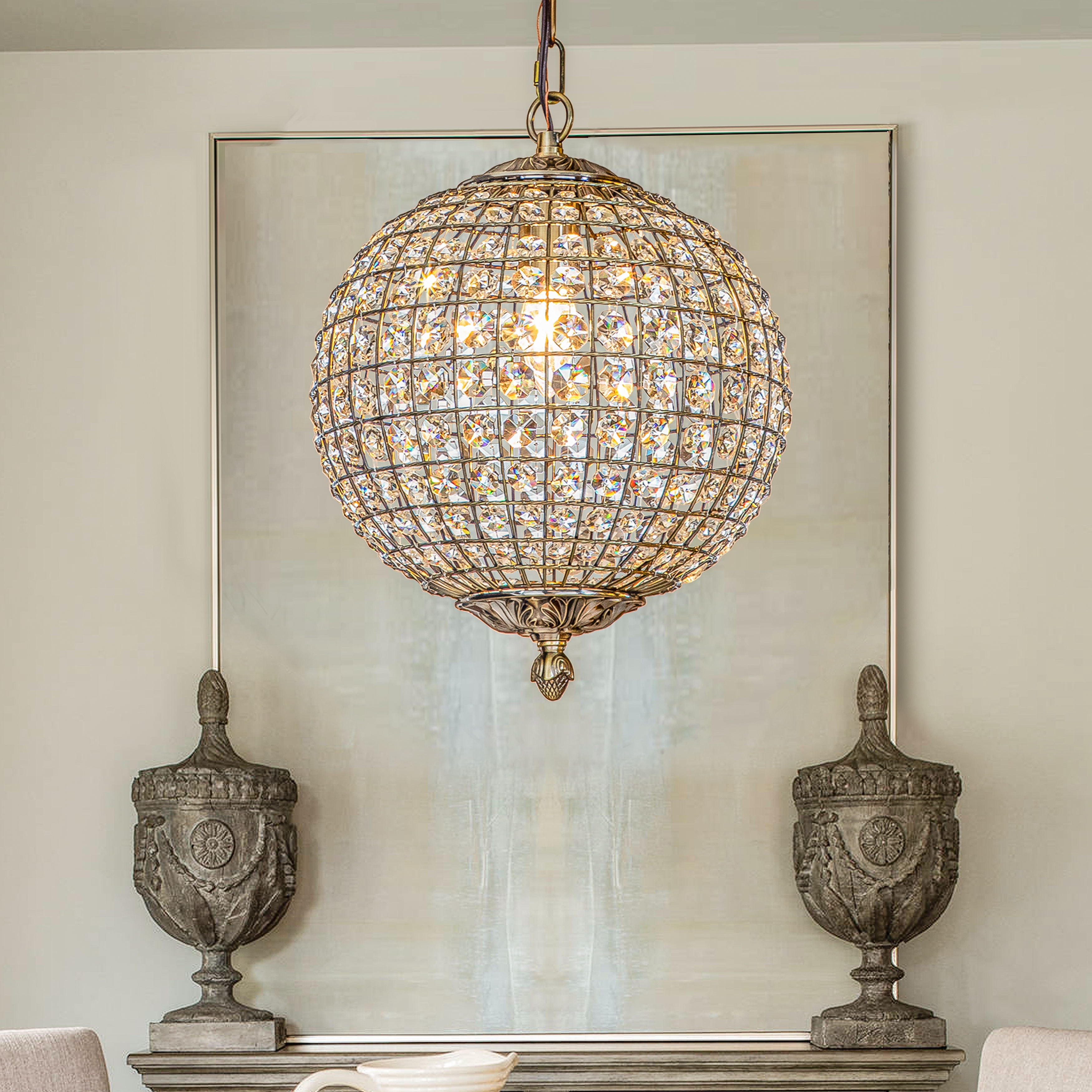 Globe chandelier best sale crystal
